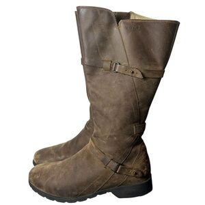 Teva waterproof tall brown leather boots size 10